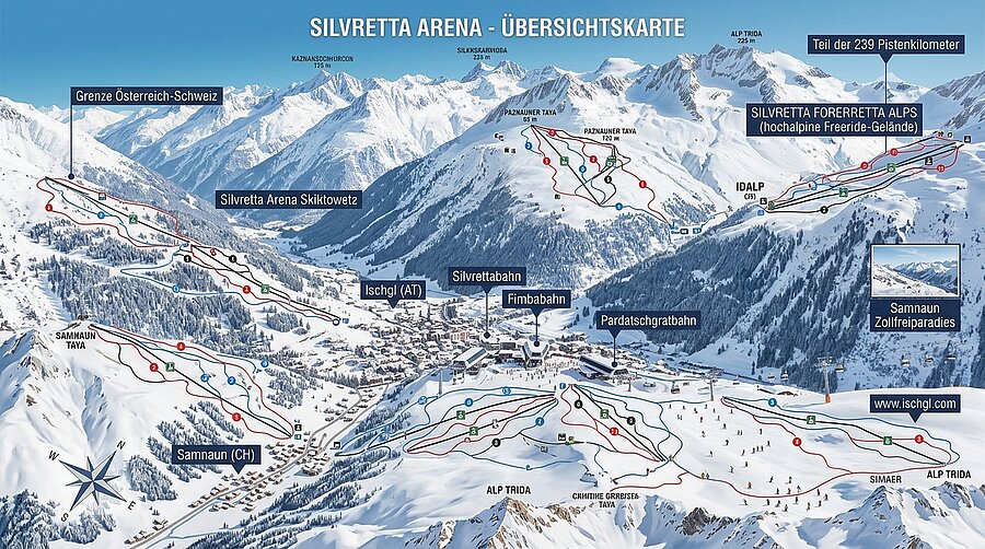 Karte der Skigebiete Ischgl